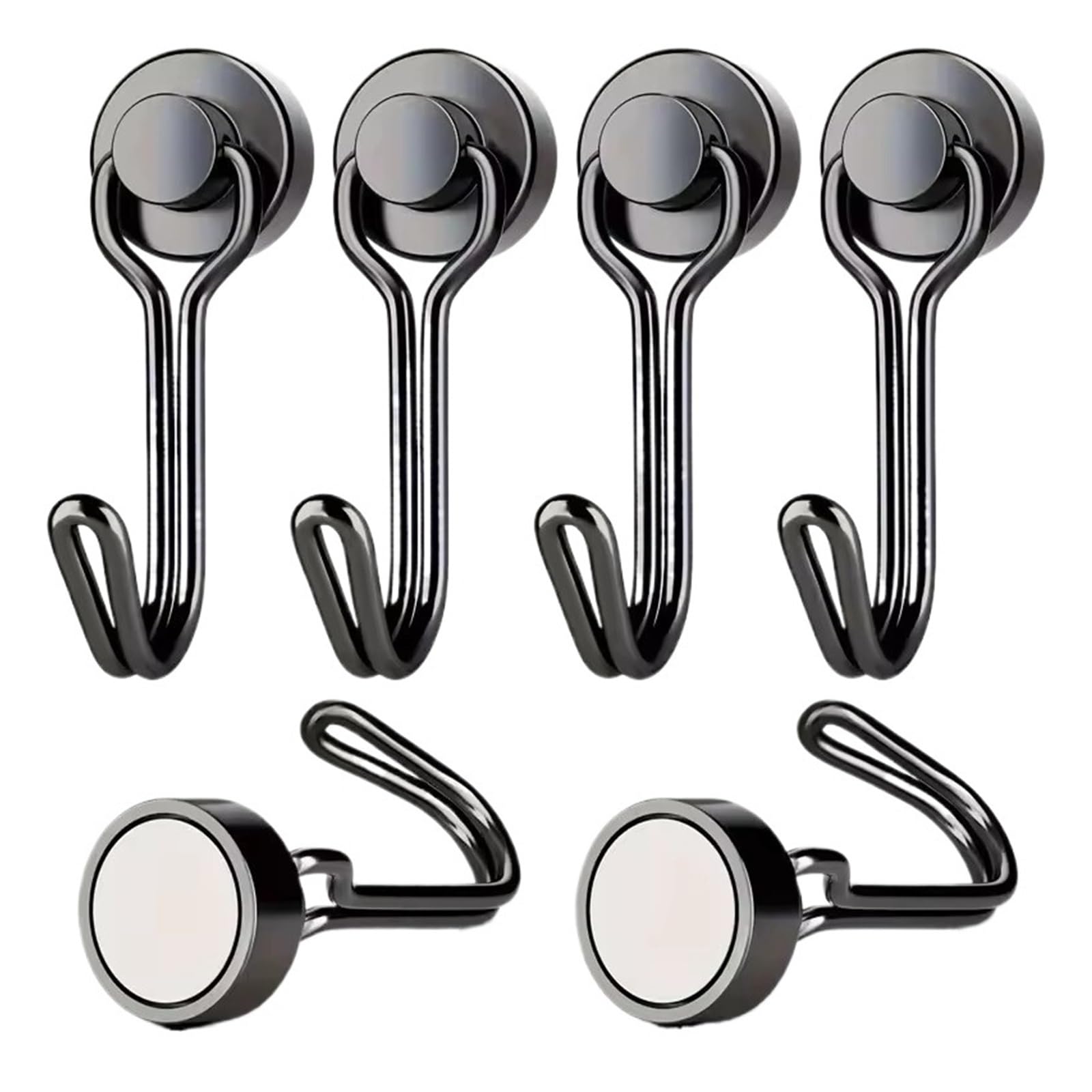 Genérico Gancho magnético negro de varios tamaños, ganchos giratorios magnéticos resistentes for soporte, herramientas almacenamiento cocina y nevera(360-20mm-8PCS)
