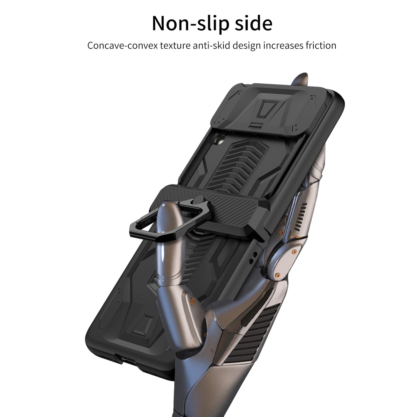 LTL Etui do Samsung Galaxy Z Flip 3 z magnetyczną ochroną zawiasów, stojak pierścień i osłona na kamerę, wojskowa klasa odporne na wstrząsy etui pancerne do Samsung Galaxy Z Flip 3 5G, fioletowe