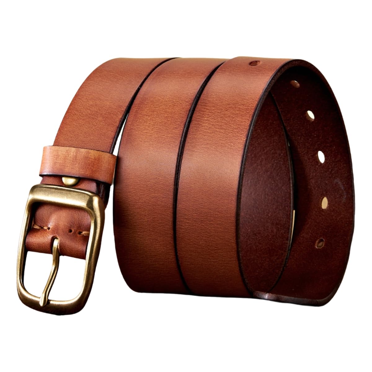 XCSTYY Belt Natural Belts, Including Casual Men's Belts With Copper Buckles And Business -khaki-105cm