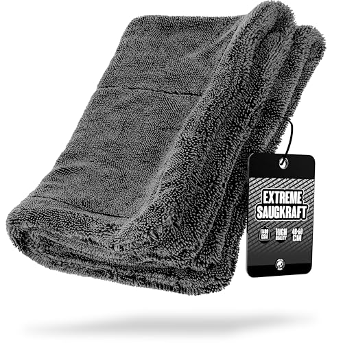 Nuke Guys Gamma Dryer L | Paño de Secado Ultra Absorbente 1400 gsm Gris 40 x 60 cm | sin Pelusas, Fibras Suaves Redondeadas, sin arañazos, Grande | paño de Microfibra Premium para Coche, Moto