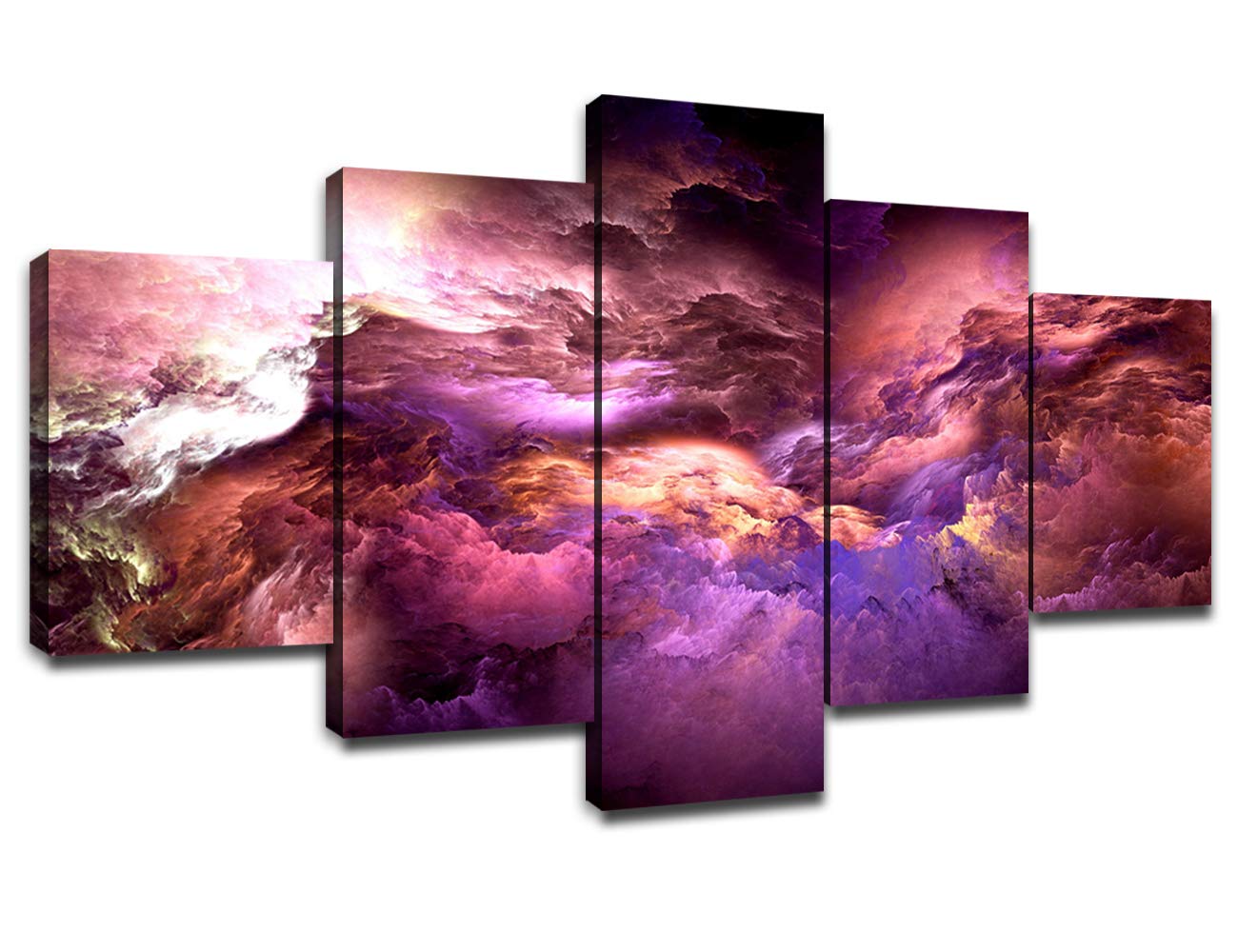 Artbrush TowerOuter Space Wall Decor for Living Room Modern Home Decoration Framed Canvas Art Abstract Universe Purple Cloud Pictures Bedroom Poster Artwork Painting Framed Ready to Hang(60''Wx32''H)