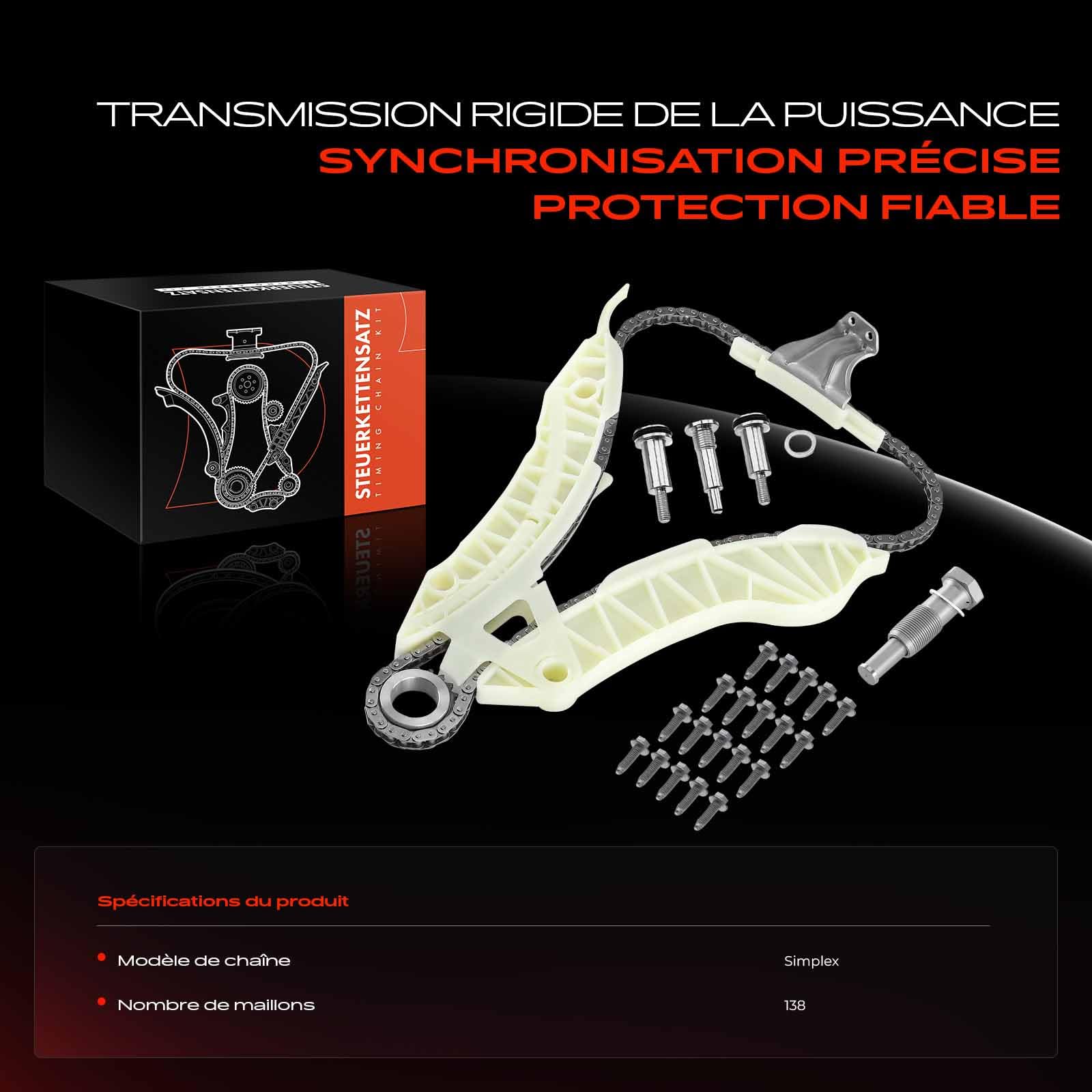 Frankberg Kit de chaîne de distribution 11217588996 | Compatible avec: DS5, M.i.n.i Cabriolet R57, 2008 I CU, C5 III Break RW, Tipi partenaire, 207 SO WK, 508 I 8D