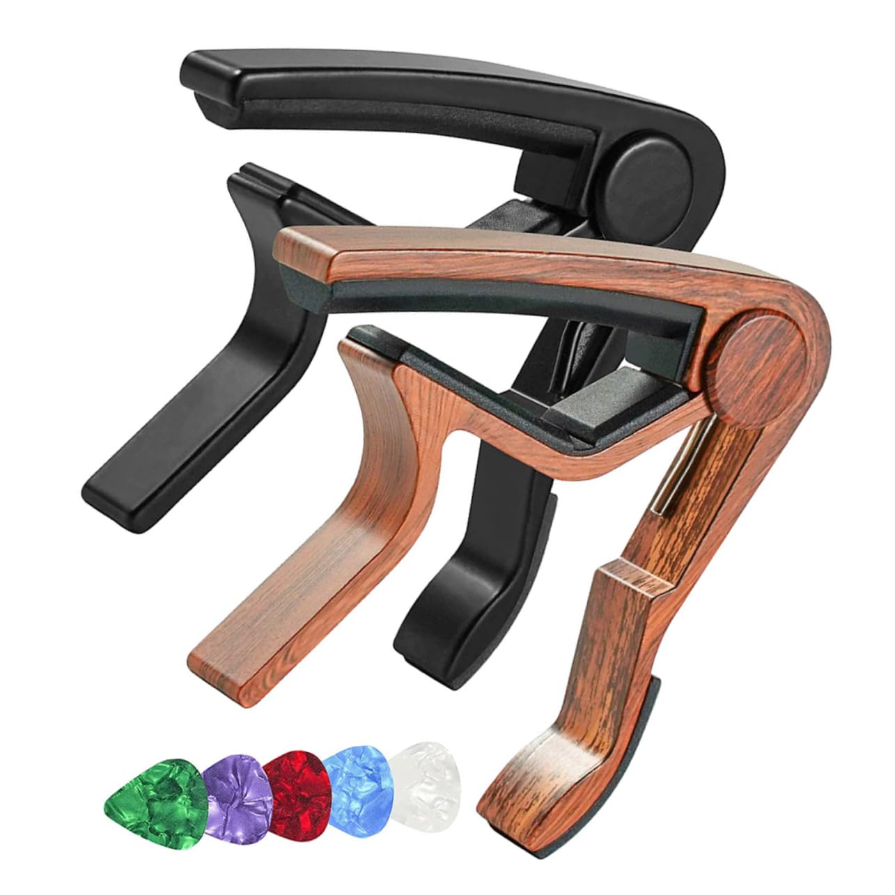 GALPADA 3 Sets Professional Guitar Capo with Picks Durable Clamp for Acoustic Electric Guitar Lightweight and Functional Accessories for Musicians Random Color