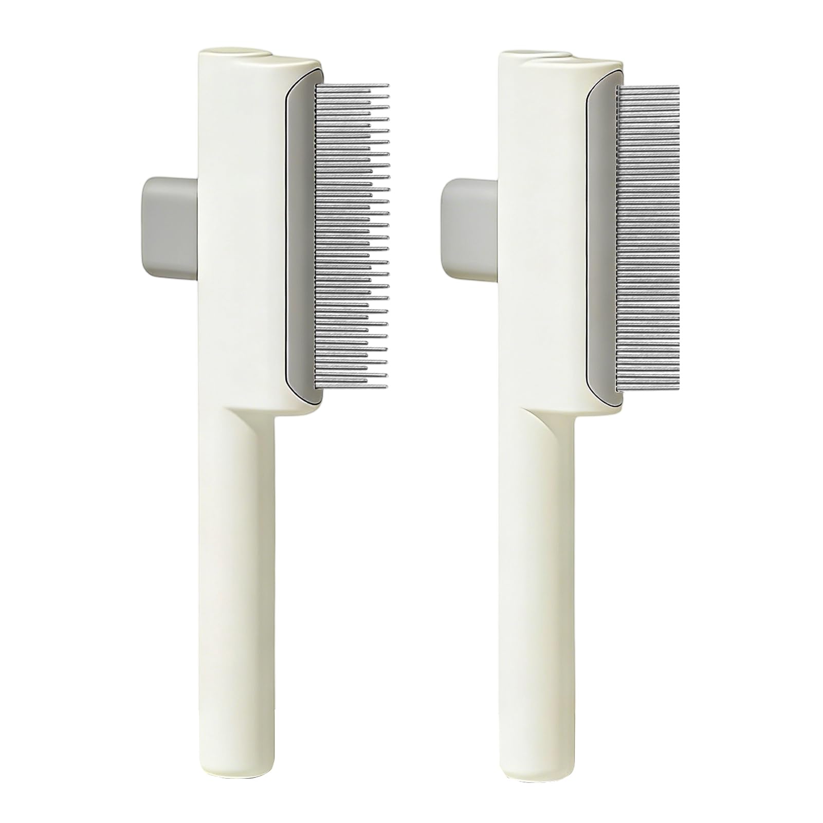 2 Pièces Peigne pour Chats, Peigne à Puces Autonettoyant pour Chat et Chien, Brosse de Toilettage pour Animaux de Compagnie Poil Court et Poil Long, Doté d'un bouton d'épilation à une touche
