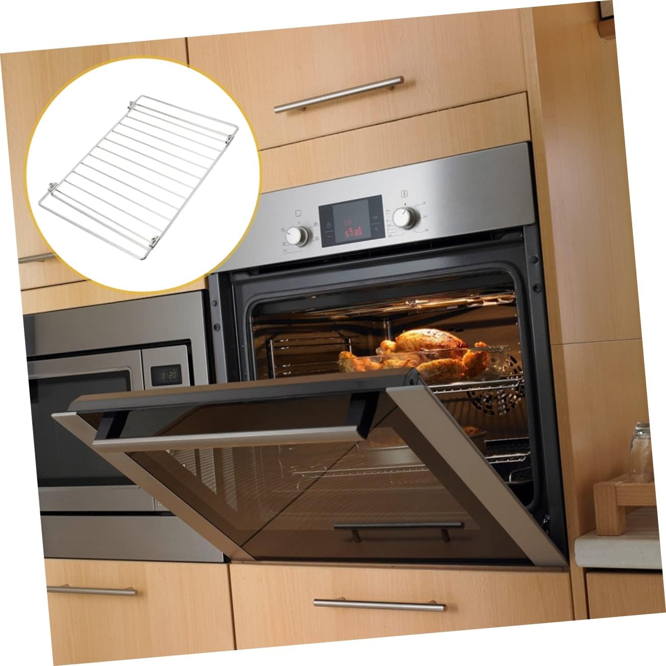 Telescopic Barbecue Grill Rack for Electric Ovens Stainless Steel BBQ Wire Rack Adjustable Baking Tool Non-Toxic Finish for Grilling and Roasting