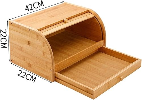 Miniatura 5 de Wonzone mbh - Caja de almacenamiento para pan de bambú con tabla de cortar contenedores de alimentos cajones grandes organizador de cocina