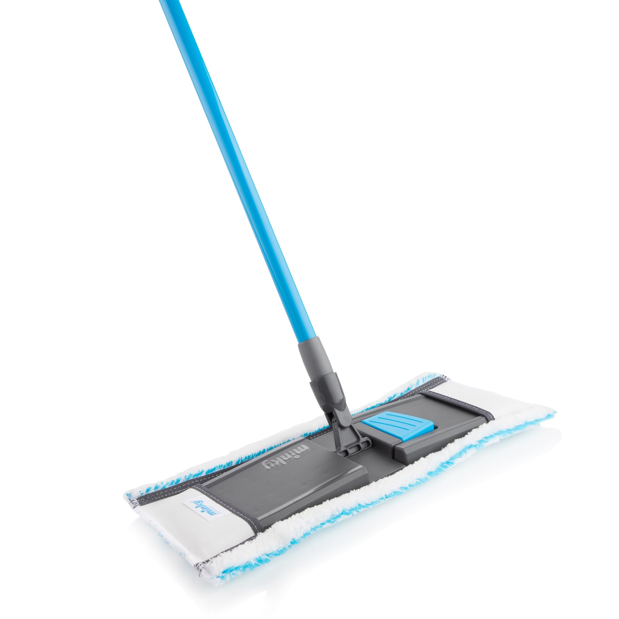 Minky Yellow Triple Action Flat Mop, Durable & Compact Mop Pole, Super Absorbent, Deep Clean For All Types Of Hard Floors, Reusable Microfibre Extra Wide Pad, Blue