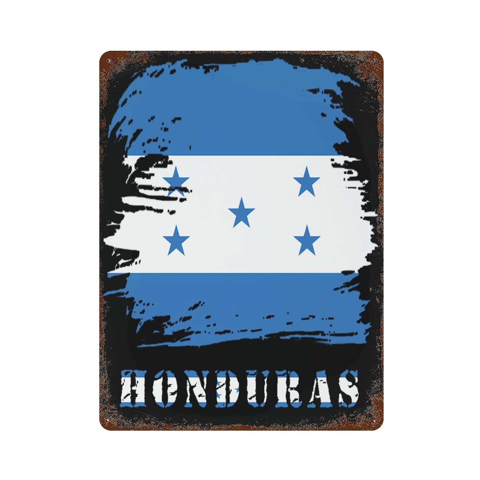 KWQDOZF Vintage Honduras Honduran Flag Theme Metal Tin Sign,Vintage Iron Hanging Plate Vertical with Rust Poster Wall Decor 12x16inch