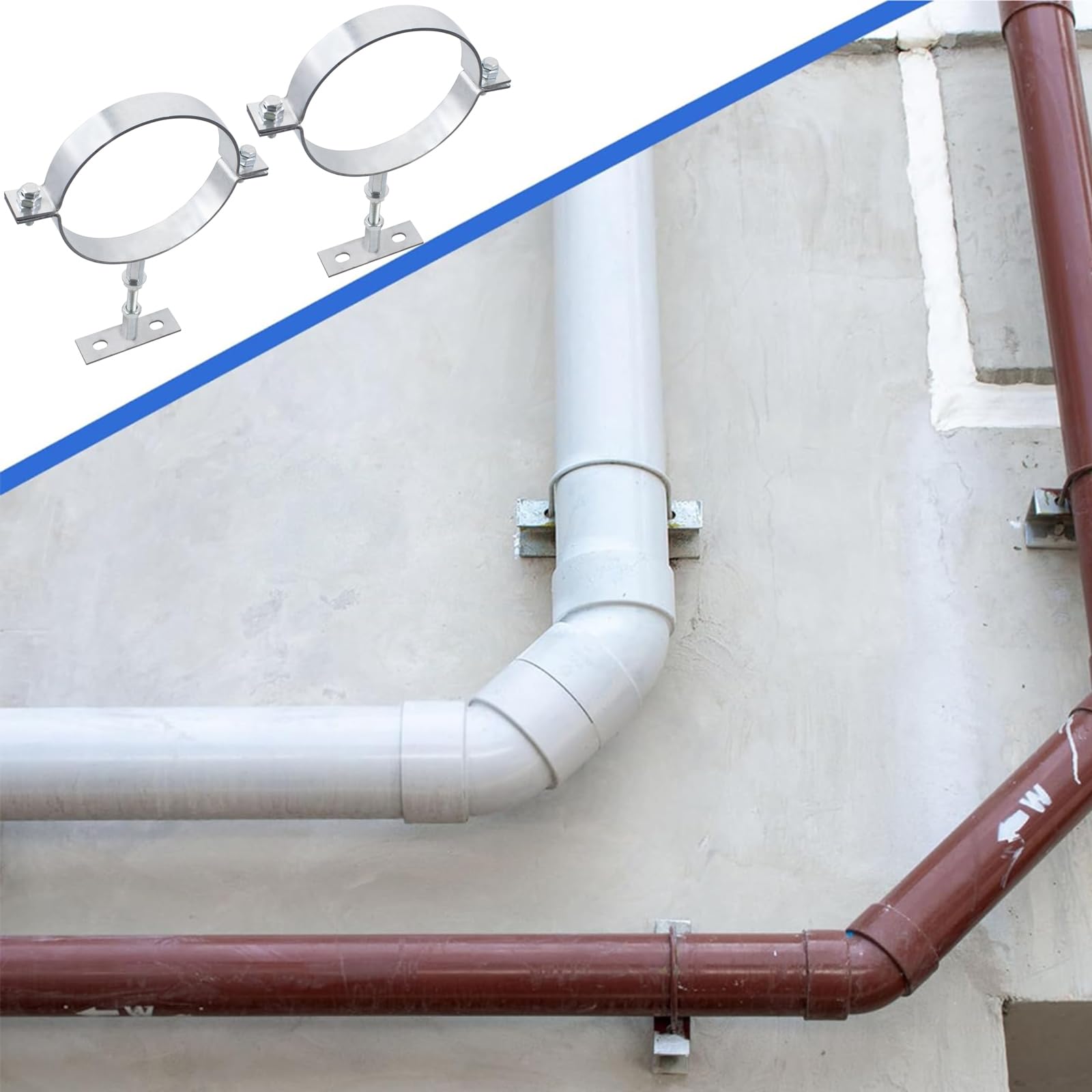 2 soportes de tubo ajustables de 6 pulgadas, ganchos de tubo de acero galvanizado, abrazadera de soporte de tubería, correa de pared de tubo de ventilación con tornillos de montaje (6 pulgadas)
