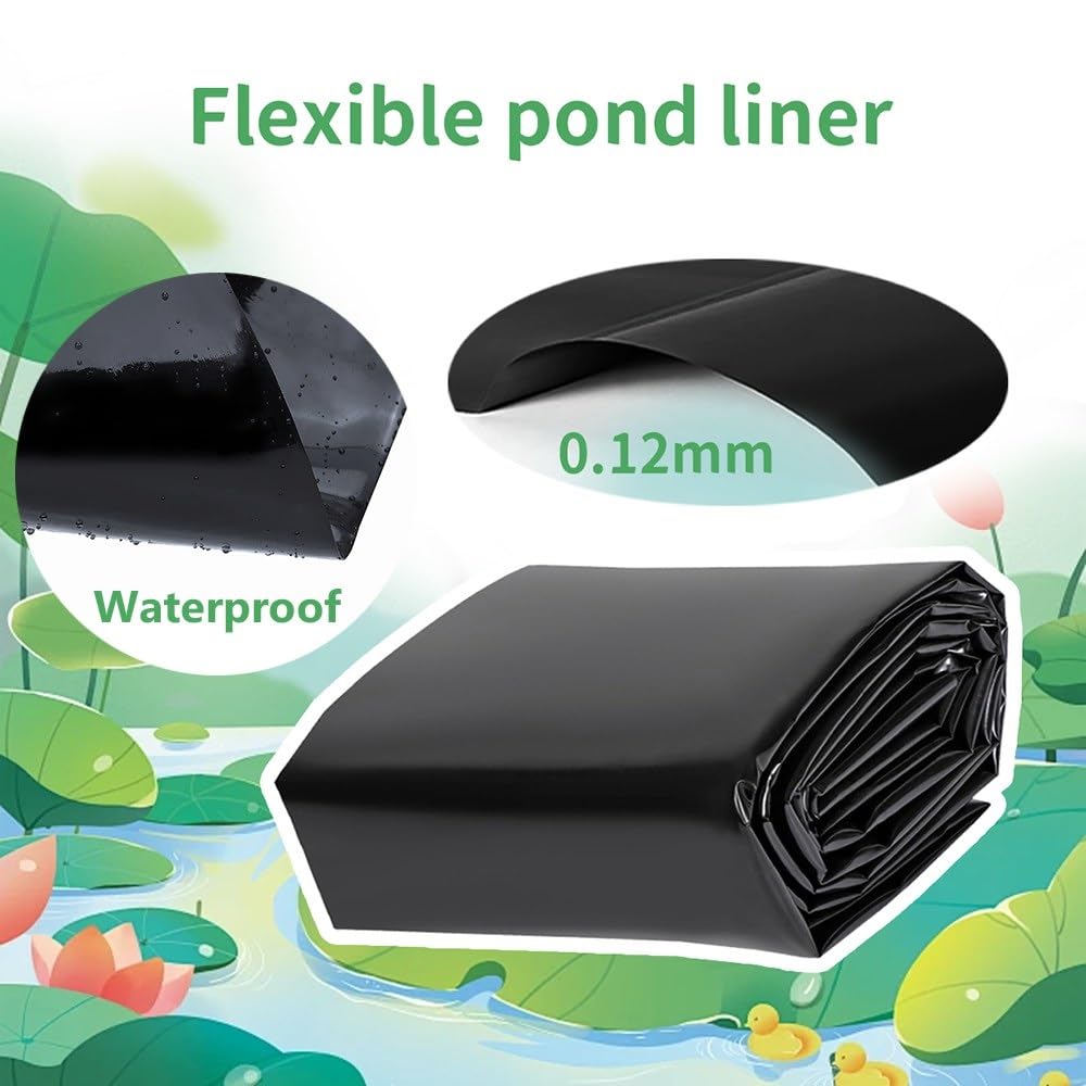 Telo per Laghetto in HDPE Antiscivolo Pellicola per laghetto Flessibile, Rivestimento Protettivo per Stagni Da Giardino Membrana Rinforzata per Fontane Piscina Aiuole Ninfee 4x6 4x8 8x9 8x10 9x12.0m(D