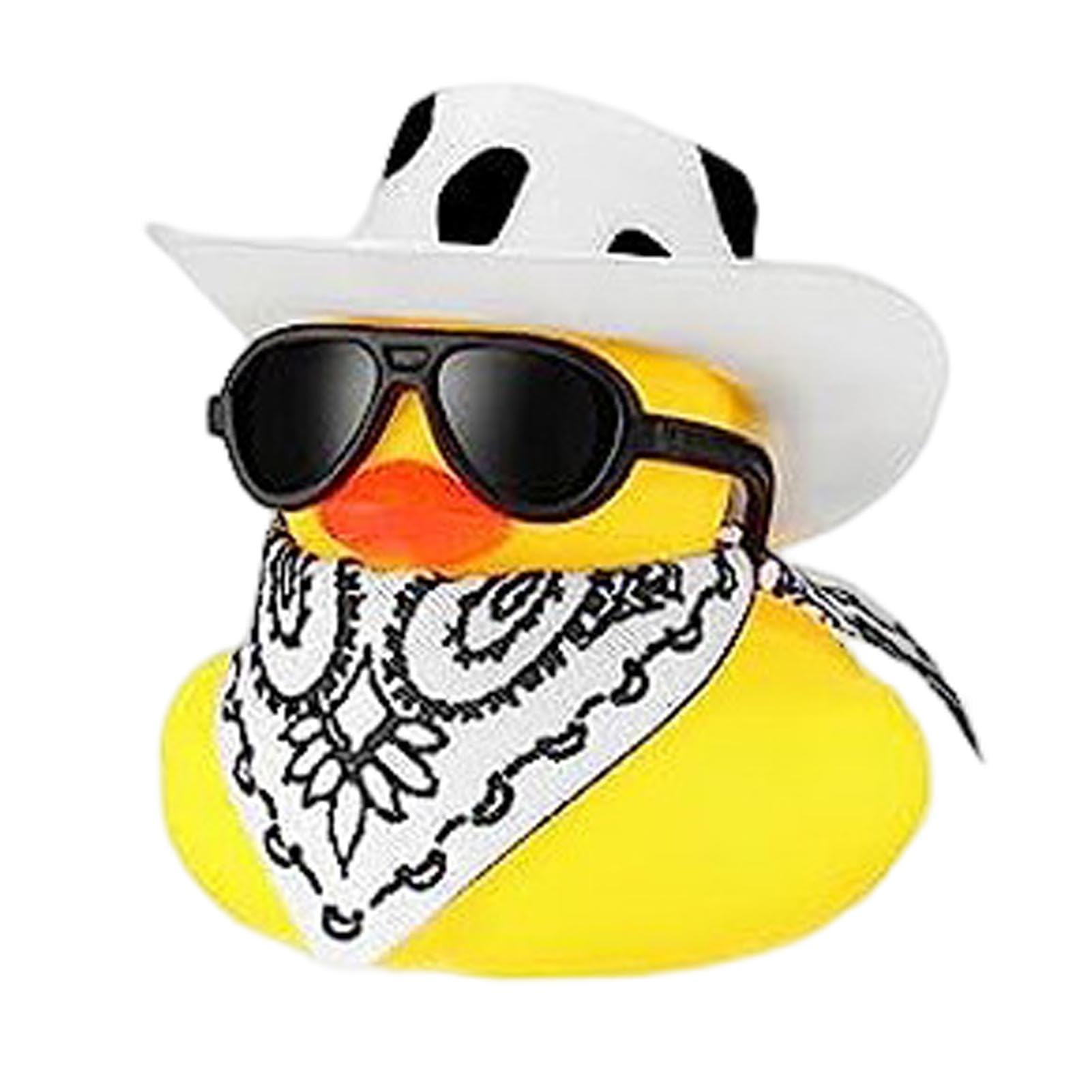 Rubber Duck With Cowboy Hat, Funny Rubber Duck For Bath, Yellow Duck Car Dashboard Decorations, Squeaky Duck Bath Toy With Hat, Car Ornaments For Dashboard, Goody Bag Fillers