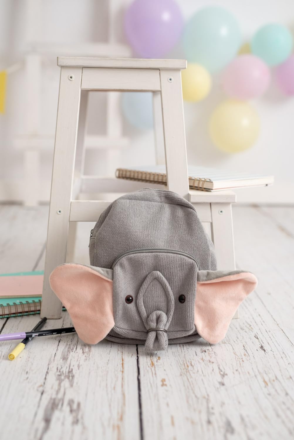 Mochila infantil algodón elefante gris