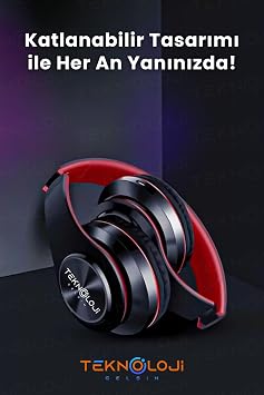 Wireless Earphone Bluetooth Earphone Headset With Microphone Foldable BLACK-RED With Led Light