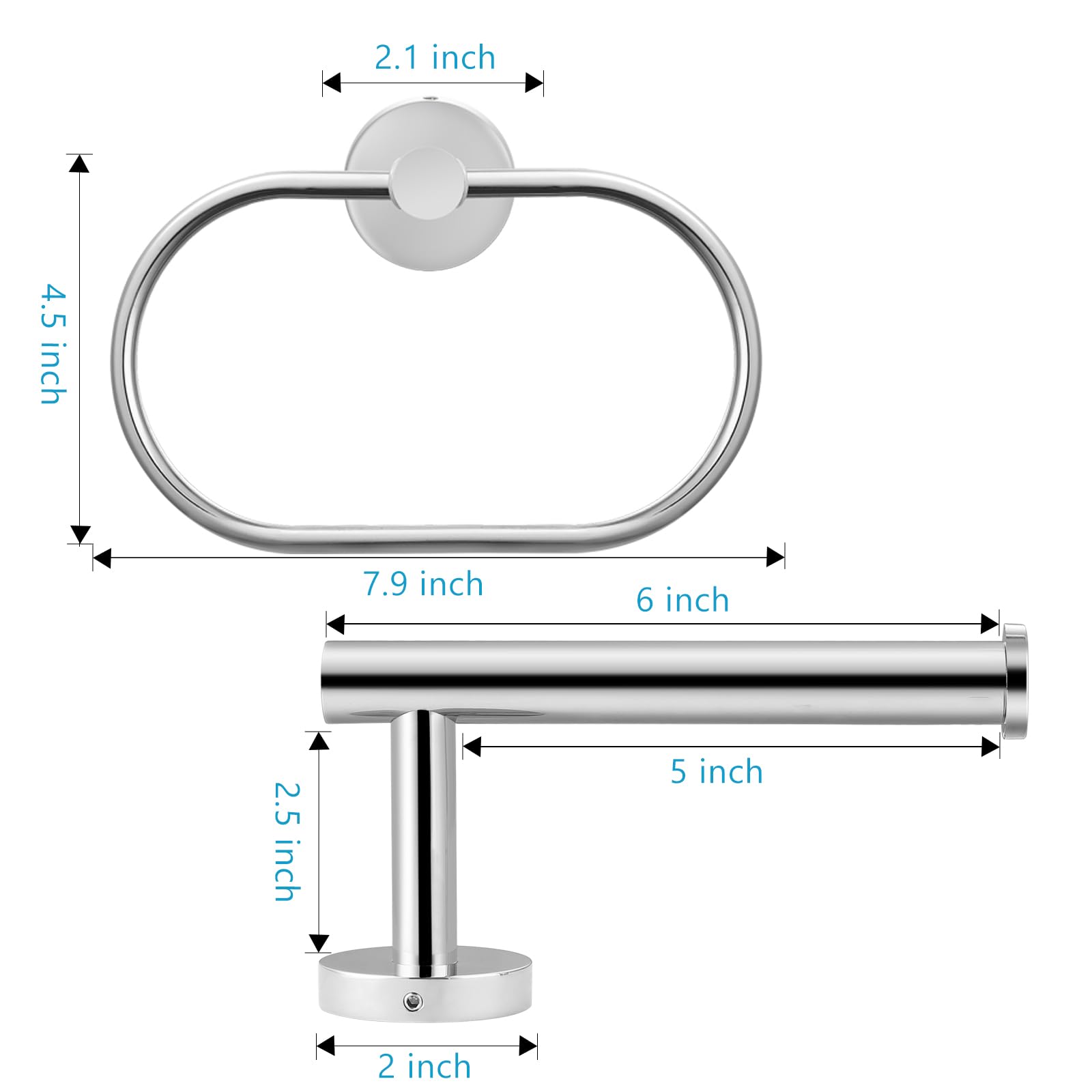 Toilet Paper Holder/Towel Ring, Eolax Chrome Bathroom Hardware Accessories - Image 3