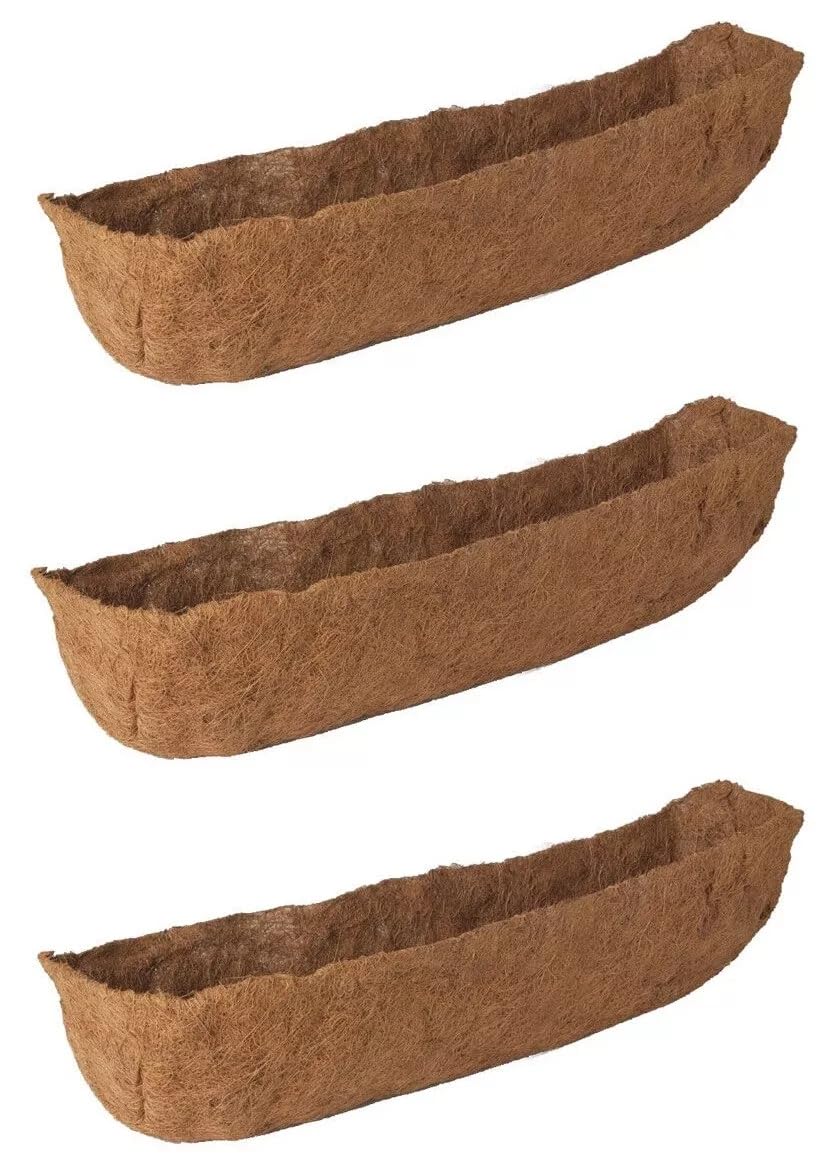 Muddy Hands Trough Wall Basket Coco Liner Pre Formed Coir Fibre Garden Replacement Planter Insert (3, 36" (90cm))