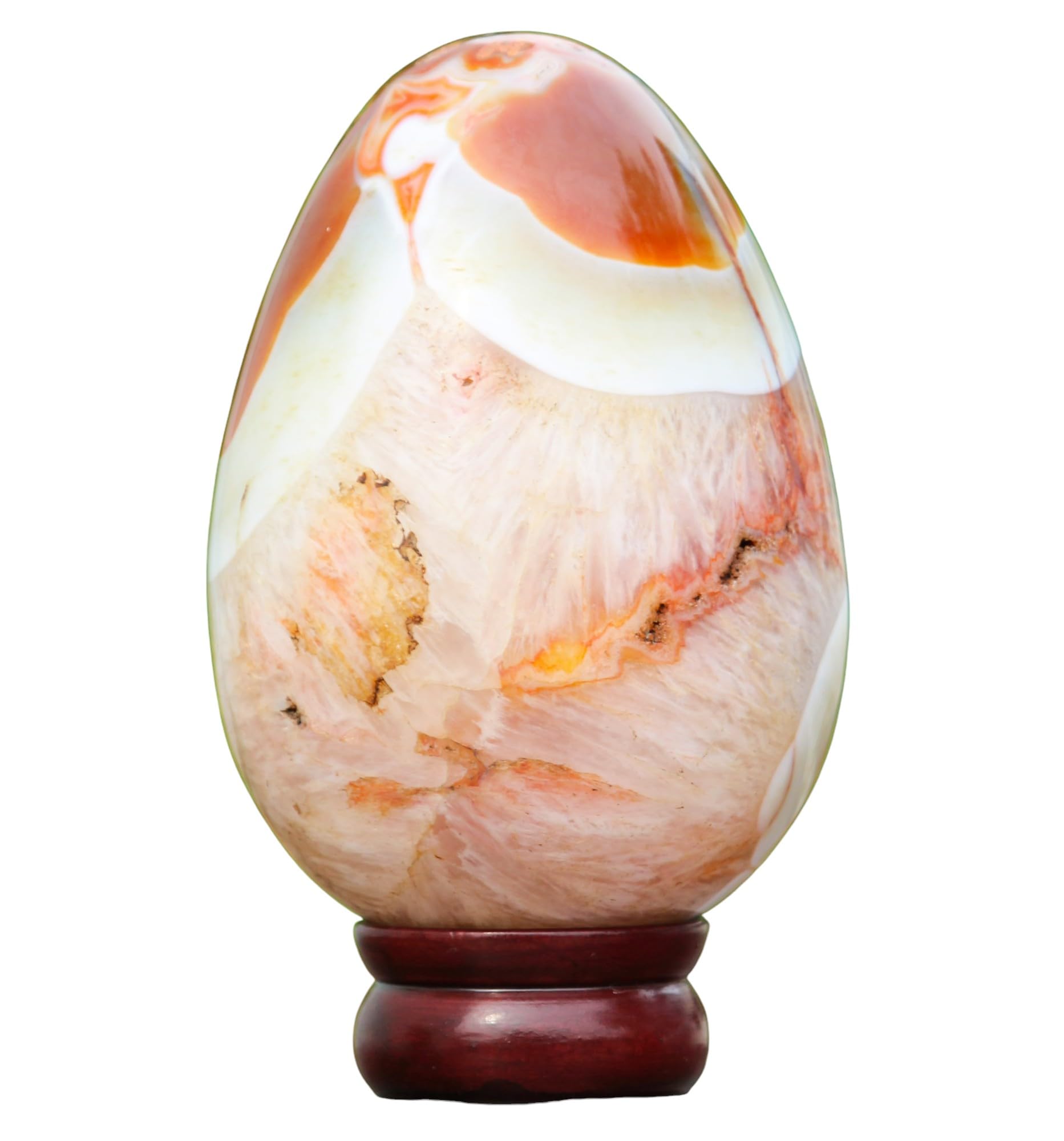 A+Huevo de piedra grande metafísica curativa de chakras de cristal de cornalina con bandas rojas naturales pulidas (140 mm/1360 g) para meditación, Feng Shui, aura, para interiores, decoración del