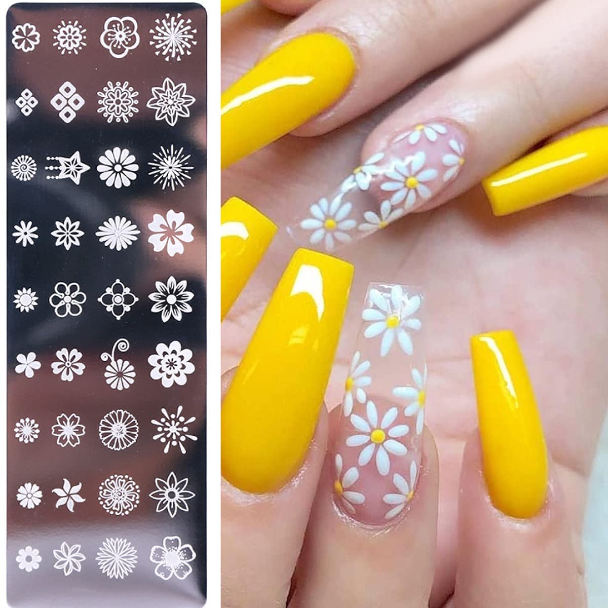 6 Pezzi Set di Nail Art Stamping Stampini, Nail Art Template Stencil Piatti Piastra per Unghie, Unghie e Timbro Stamper Scraper Manicure per Unghie