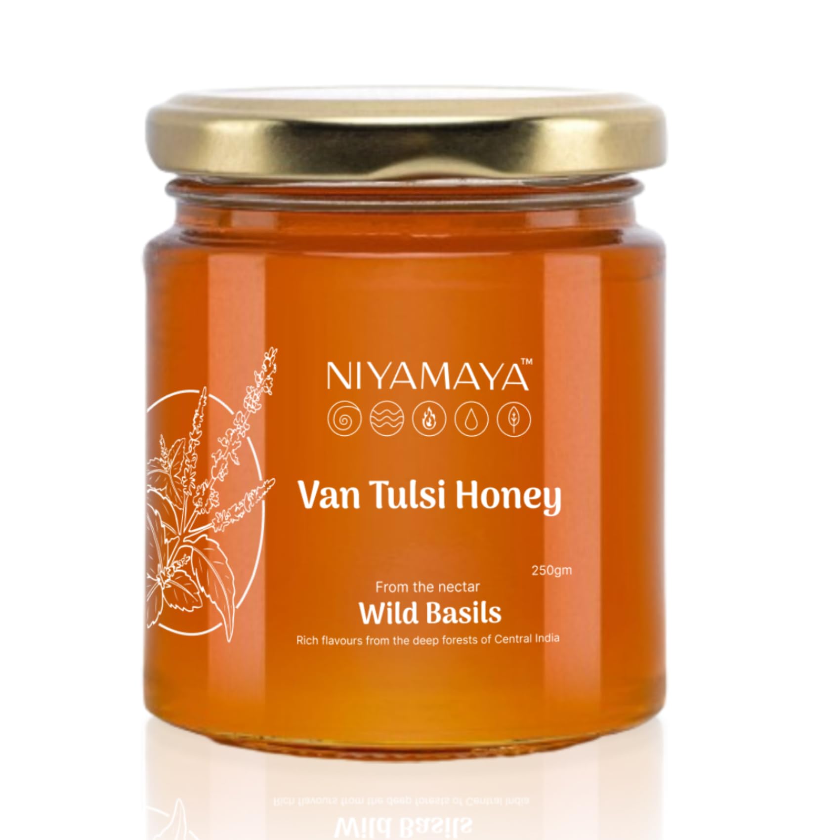 NIYAMAYA Van Tulsi Honey 250 gm, 100% Pure Natural Honey | Unprocessed Honey Raw Organic, Single Origin Basil Honey, Chemical Free, No Sugar, No Adulteration