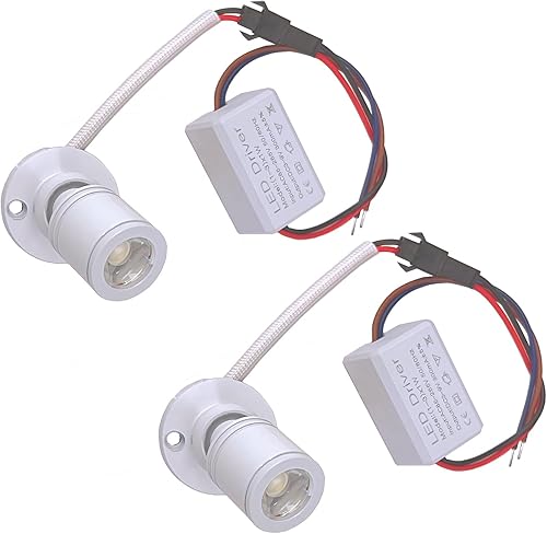 Miniatura 10 de Paquete de 2 mini focos de 3 W CA 110 V 220 V empotrados de techo escaparate de exhibición debajo del gabinete de luces de 3000 K blanco cálido con