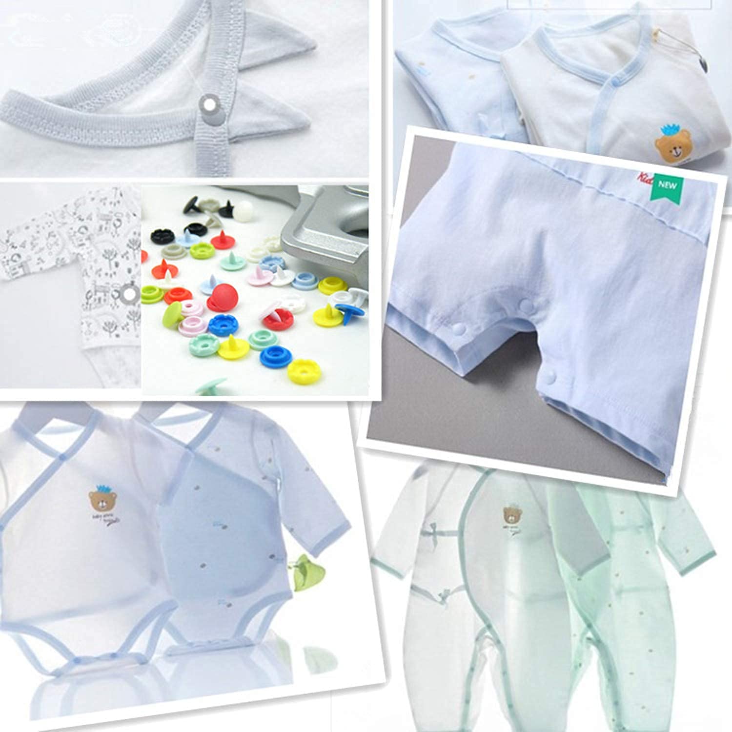 FQTANJU Juego de 375 botones de plástico T5 con broches de plástico para herramientas de mano y cierre perfecto para costura de ropa, baberos, manualidades de capa de lluvia