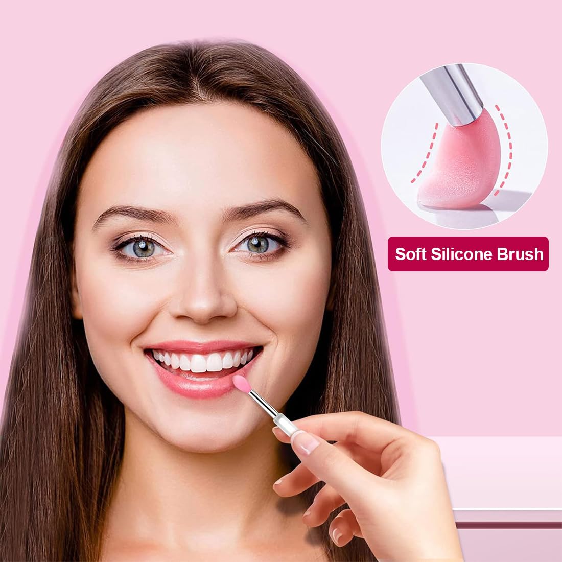 Ensemble de 6 pinceaux réutilisables pour les lèvres - applicateurs bâtonnets et brosse pour un maquillage précis et parfait des lèvres avec votre rouge à lèvres préféré.