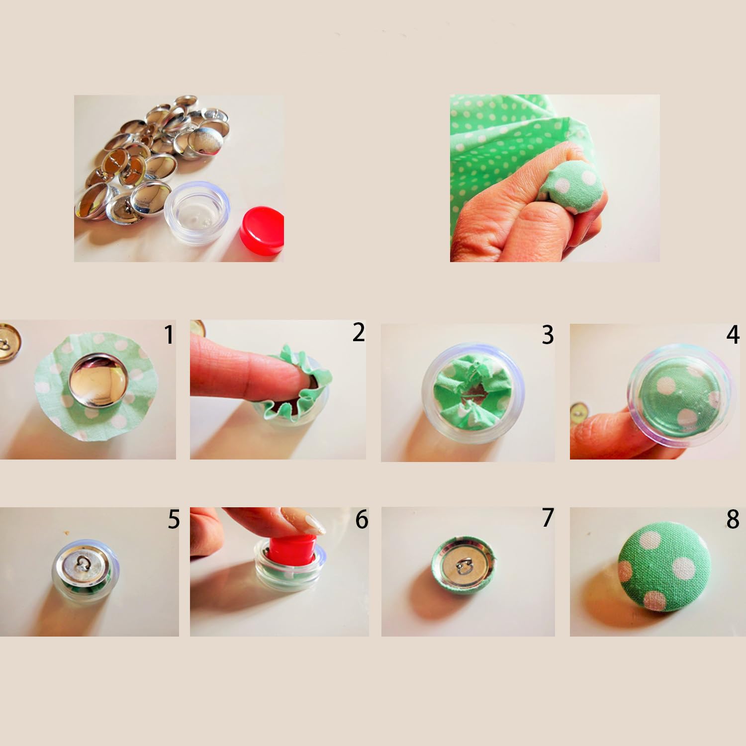 Kit de 100 botones de cubierta con herramientas, botones fáciles de usar para ropa, manualidades y decoración del hogar, botones de cubierta para aficionados al bricolaje y entusiastas de la