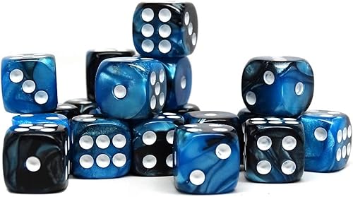 Paquete de 25 dados D6 de 0.472 pulgadas, colección a juego de 6 dados con pipas (remolino de cobalto y cobre)