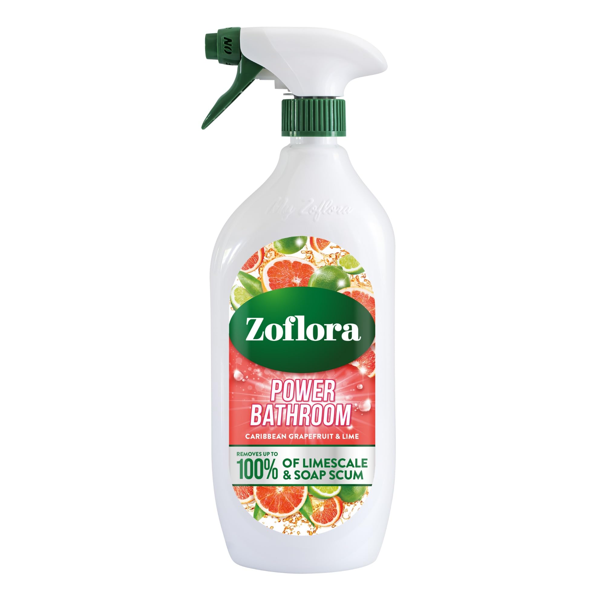 Caribbean Grapefruit & Lime Power Bathroom Cleaner, 1 x 800ml, Removes up to 100% of Limescale and Soap Scum, Leaves surfaces streak-free and sparkling