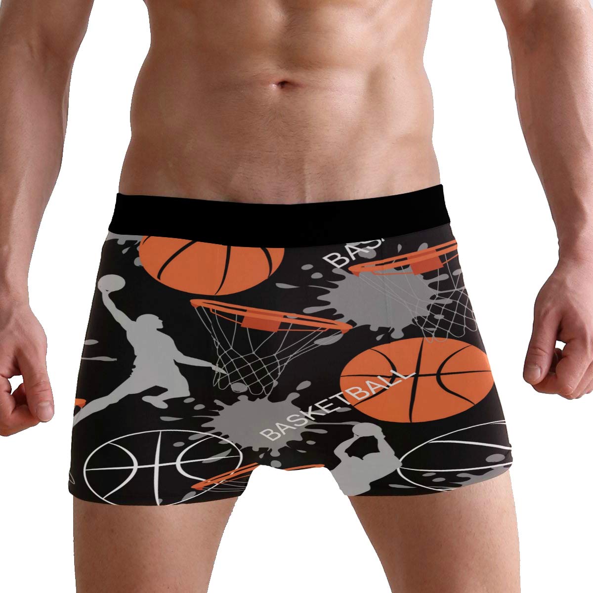 Puxuqu Men's Multicoloured Boxers Shorts Vintage Basketball Ball Athlete Boxer Briefs Underwear For Boy
