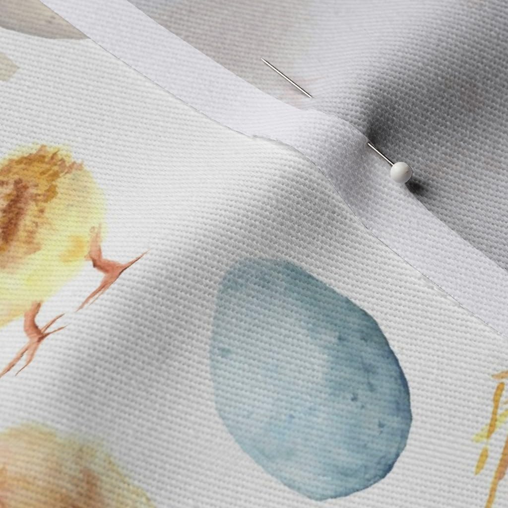 Spoonflower Fabric - Easter White Bunny Kids Spring Watercolor Eggs Printed on Denim Fabric Fat Quarter - Bottomweight Apparel Home Decor Upholstery