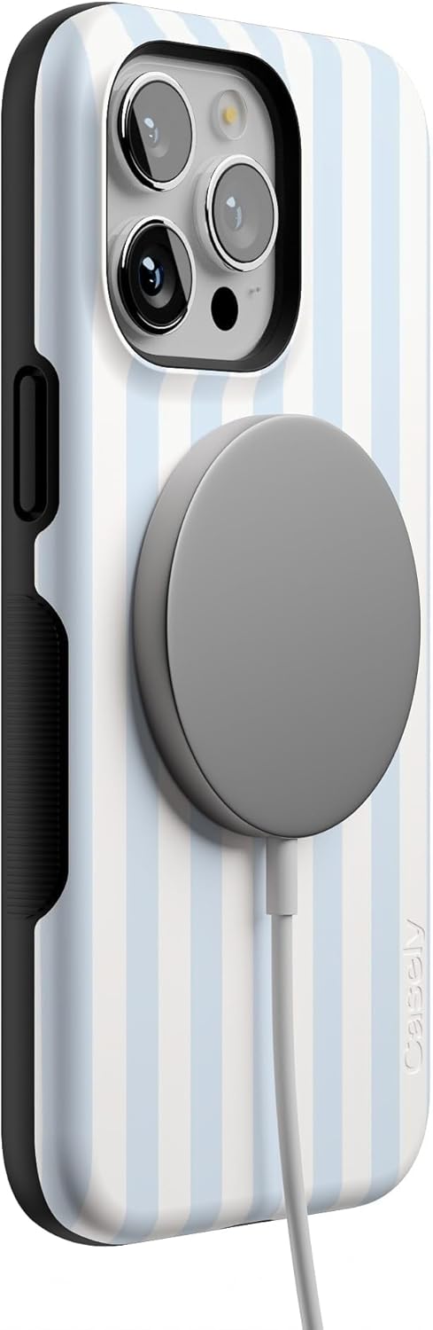Casely iPhone 15 Pro Case | Blue Stripes | Sunday Best | Bold Protective Design | Compatible with MagSafe