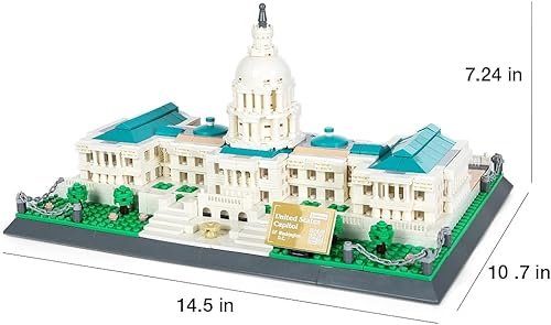Miniatura 7 de Edificio del Capitolio de los Estados Unidos, Exhibición Coleccionable, Juguetes de Construcción y Arquitectura, Regalos para Niños y Adultos, 1074