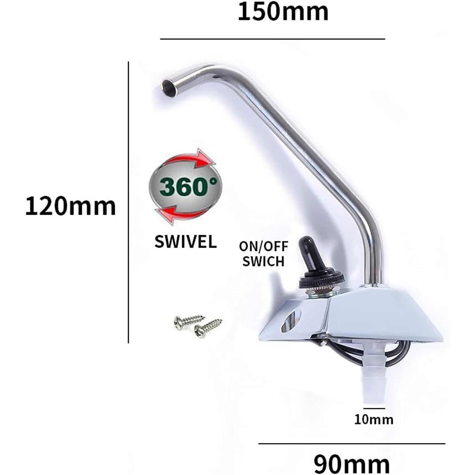 Pompa a membrana a pressione dell'acqua da 12 V, per barca, roulotte, camper, esterni, 4,3 l/min, 35 psi, con rubinetto girevole a 360° e interruttore a pressione, regalo per la festa del papà