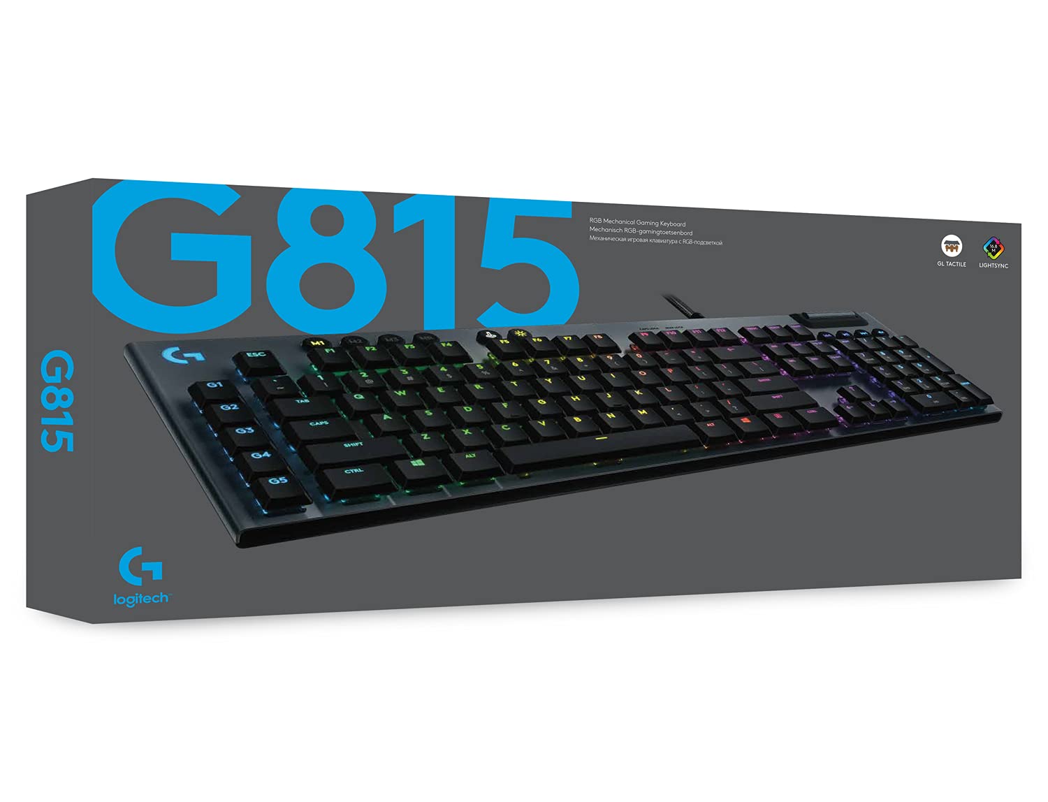 Logitech G 815 tastiera meccanica da gioco, switch tattile GL con profilo piatto, layout UK QWERTY – Carbon