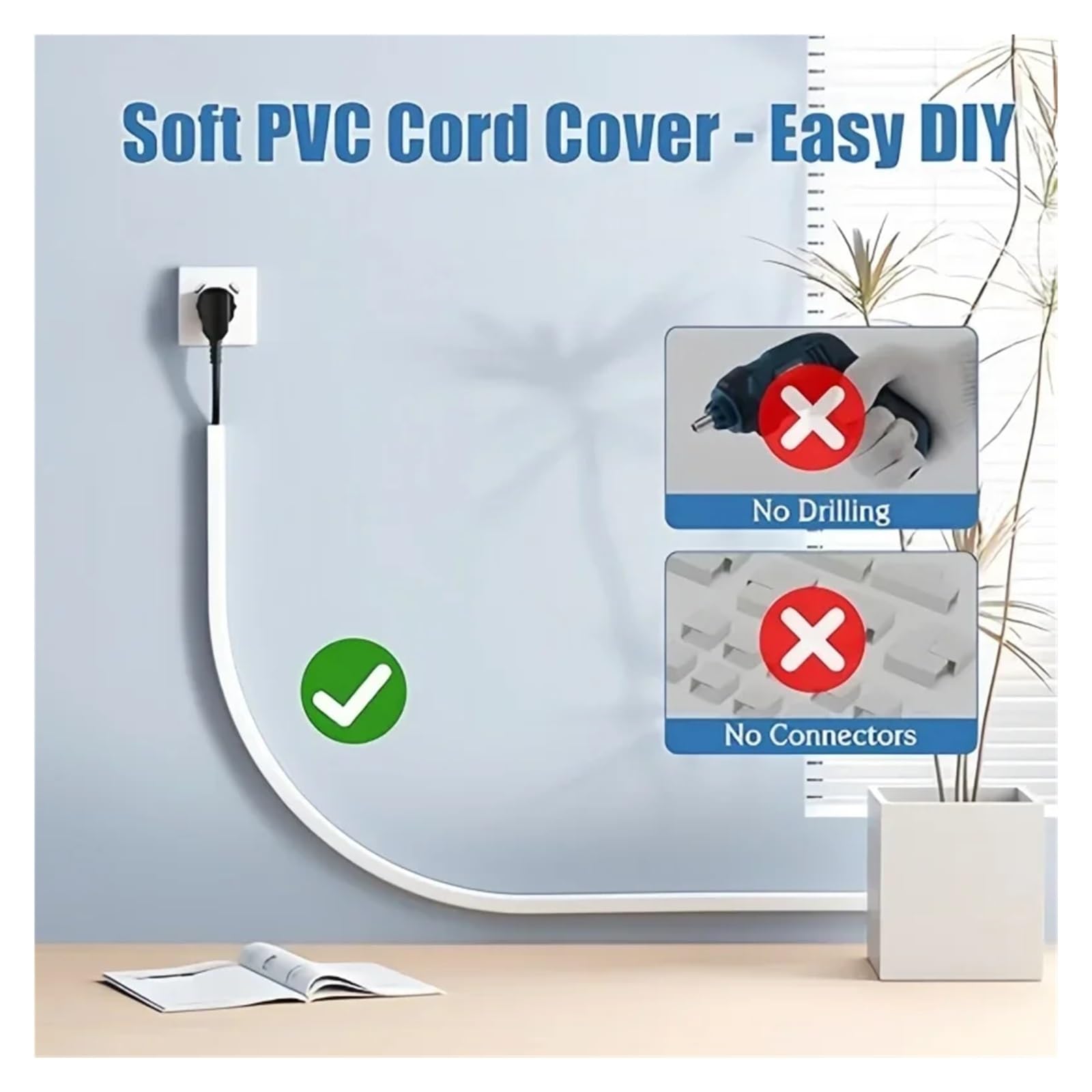 Canalina Passacavi Guaine di copertura for cavi da pavimento in PVC Protezioni for flessibili for condutture elettriche Spegnicavi autoadesivi for pavimenti(A-white,5m)