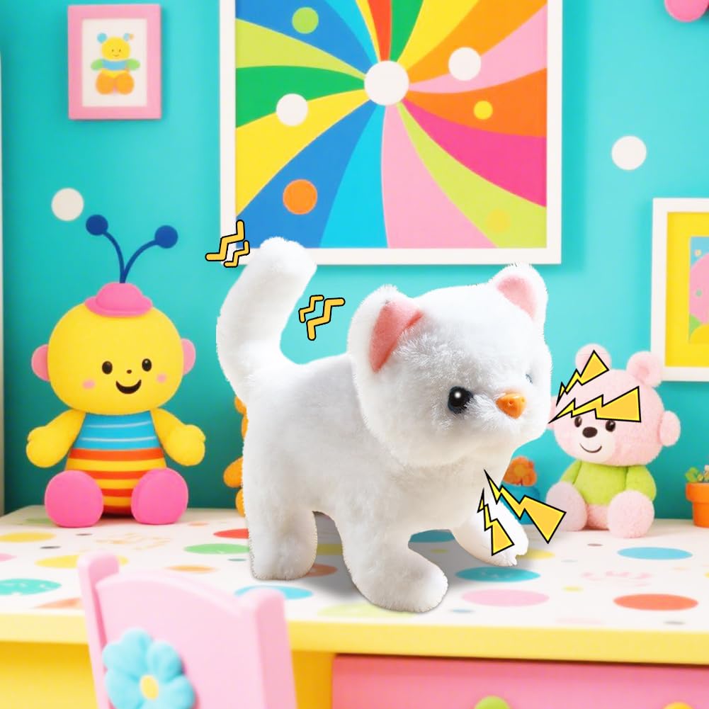 OR OR TU Gatto Elettronico Interattivo In Peluche Che Cammina Al Guinzaglio, Lecca E Miagola – Telecomando Incluso, Giocattolo Realistico Per Bambini 3-7+ Anni, Set Completo Con Accessori