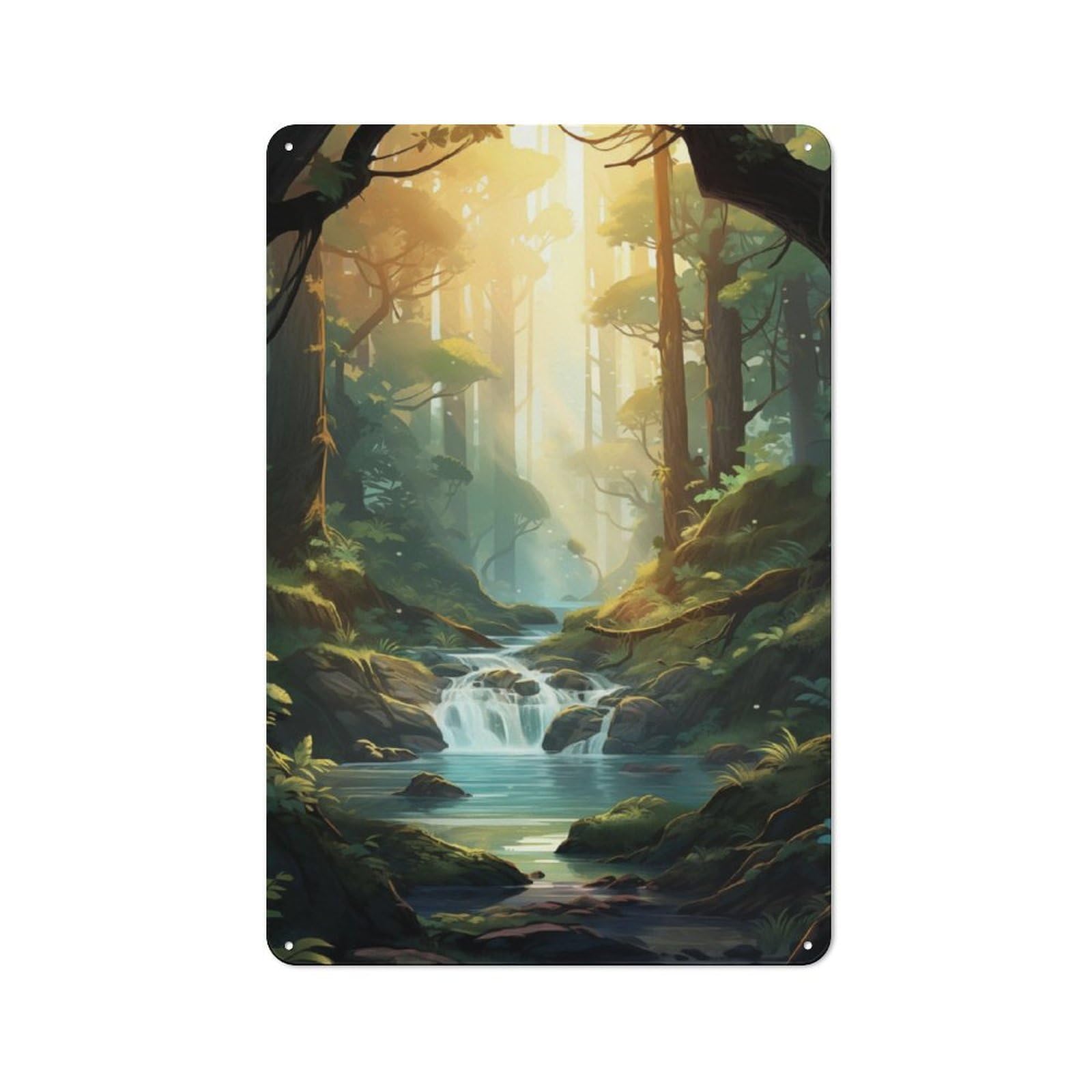 Junmoney Forest Stream Metal Wall Sign 30X20cm Featuring For Home Bar Wall, For Themed Interiors In Home Bars And Entertaining Spaces