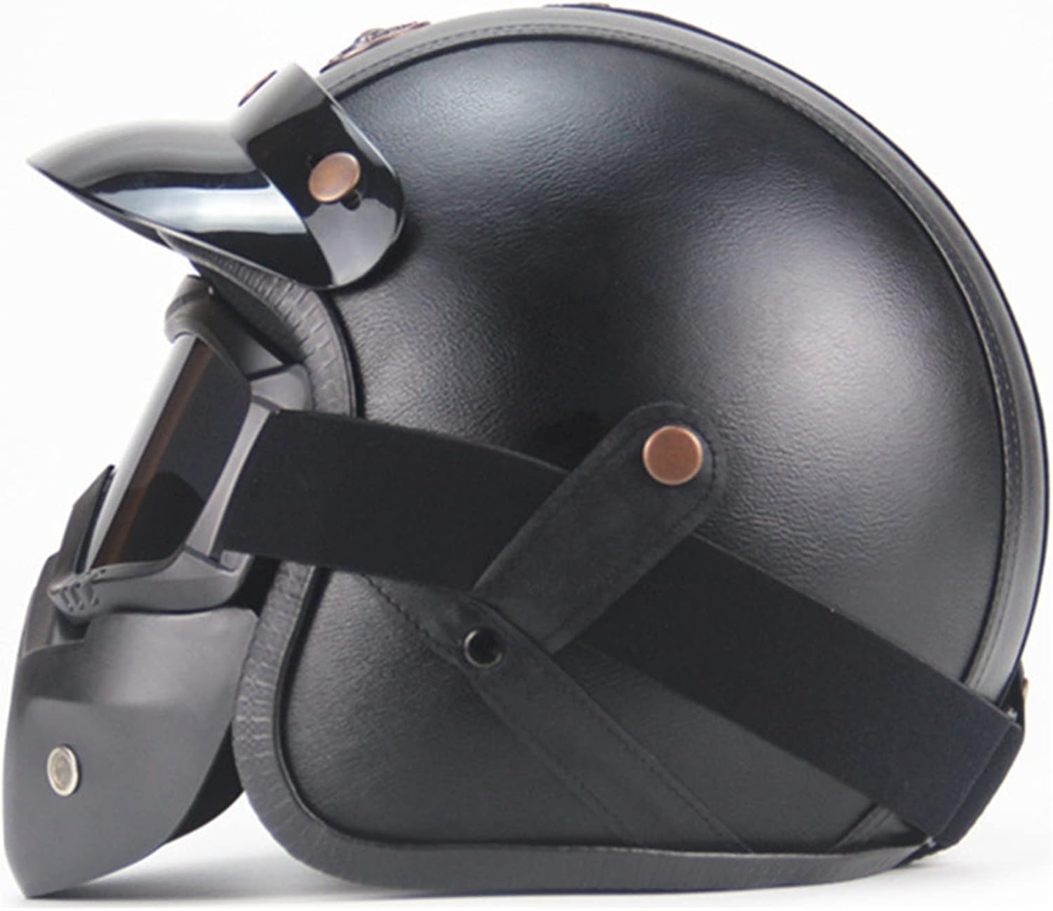 Retro Open Face Motorcycle Helmet with Mask and Goggles Vintage Jet Helmet Adult 3/4 Convertible Helmet DOT Approved Riding Half Helmets for Men and Women Moped Scooter B,L=(59-60CM)
