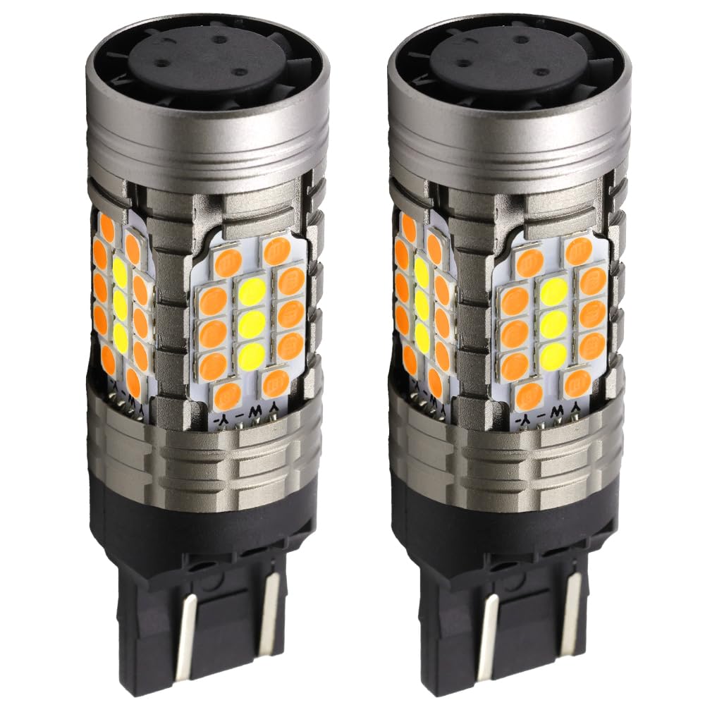 Syneticusa 7443 Error Free Canbus Dual Color Switchback LED Turn Signal Light Bulbs Anti Hyper Flash All in One Built In Resistors Amber/Yellow Turn Signal Anti (7443)