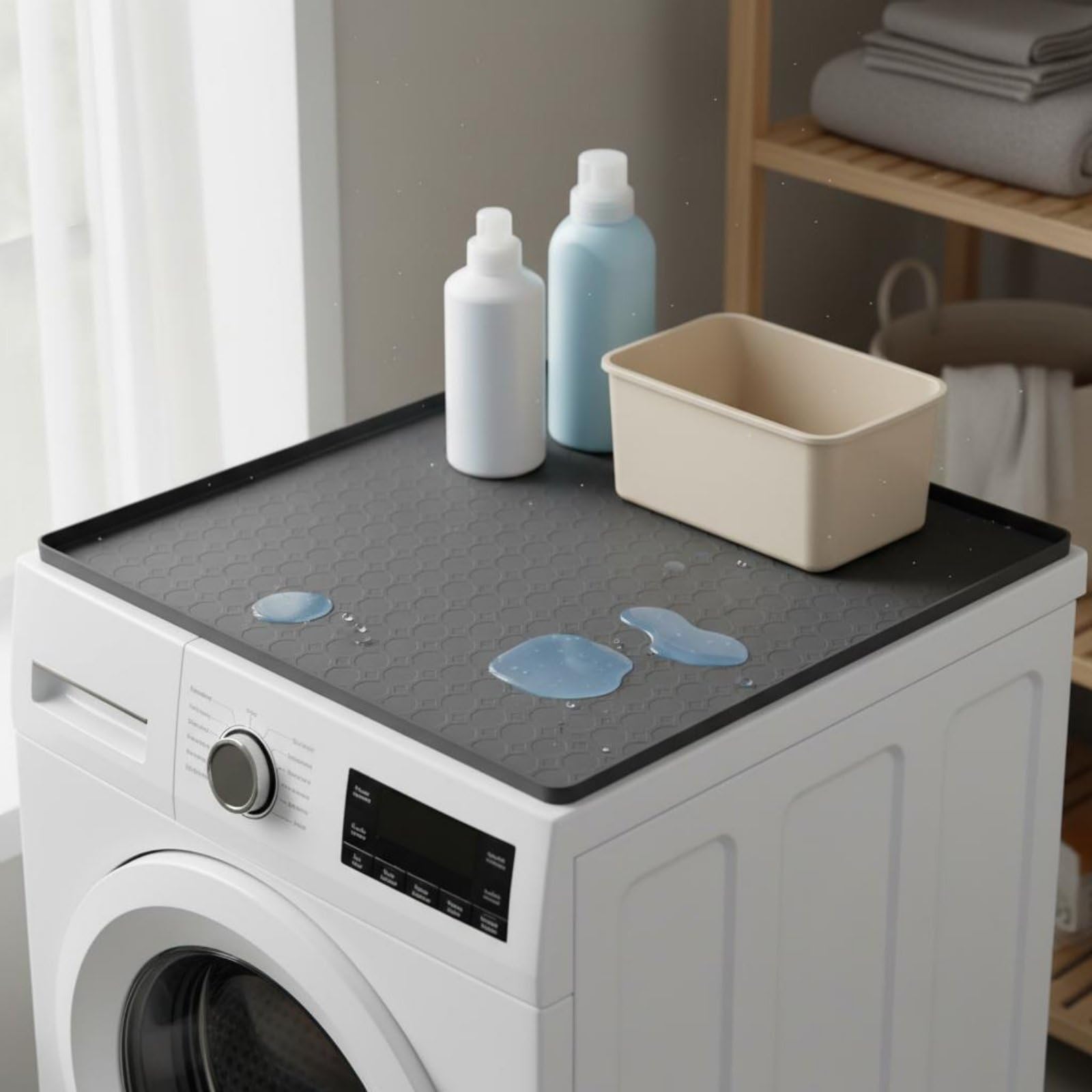 Milageto Tapis Linge Protection Antidébordement sous Appareil Égouttoir en Silicone Alimentaire Réutilisable Adapté aux Plans de Travail Cuisines Ateliers, Noir, Lisse