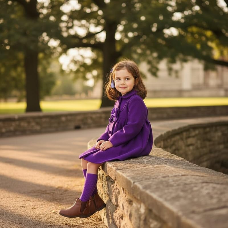 Little Girl 3-11 Years Bowknot Dress Coat Outer Wear Winter Woolen OverCoat