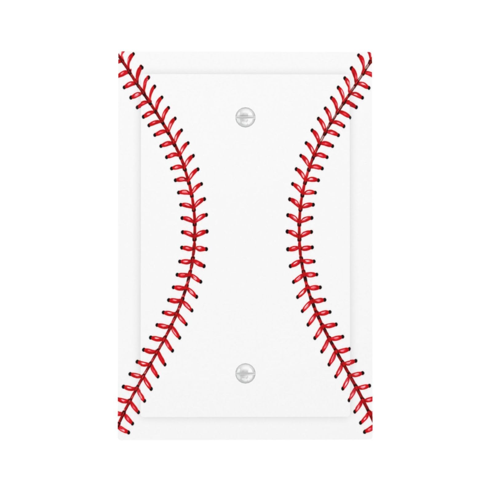 Xuejiaku Single Blank Decorative Light Switch Covers Baseball Stitches 1 Gang No Device Outlet Covers Wall Plate Minimalist Red Baseball Print Switchplate Dimmer Faceplate for Boys Room Sports Decor