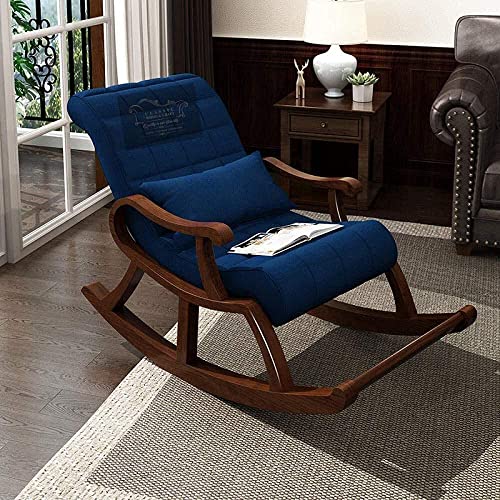 Image of CLASSIC WOOD & CRAFT Wooden Rocking Chair with Sheesham Wood, Rolling and Easy Seating (Model-DB-14)