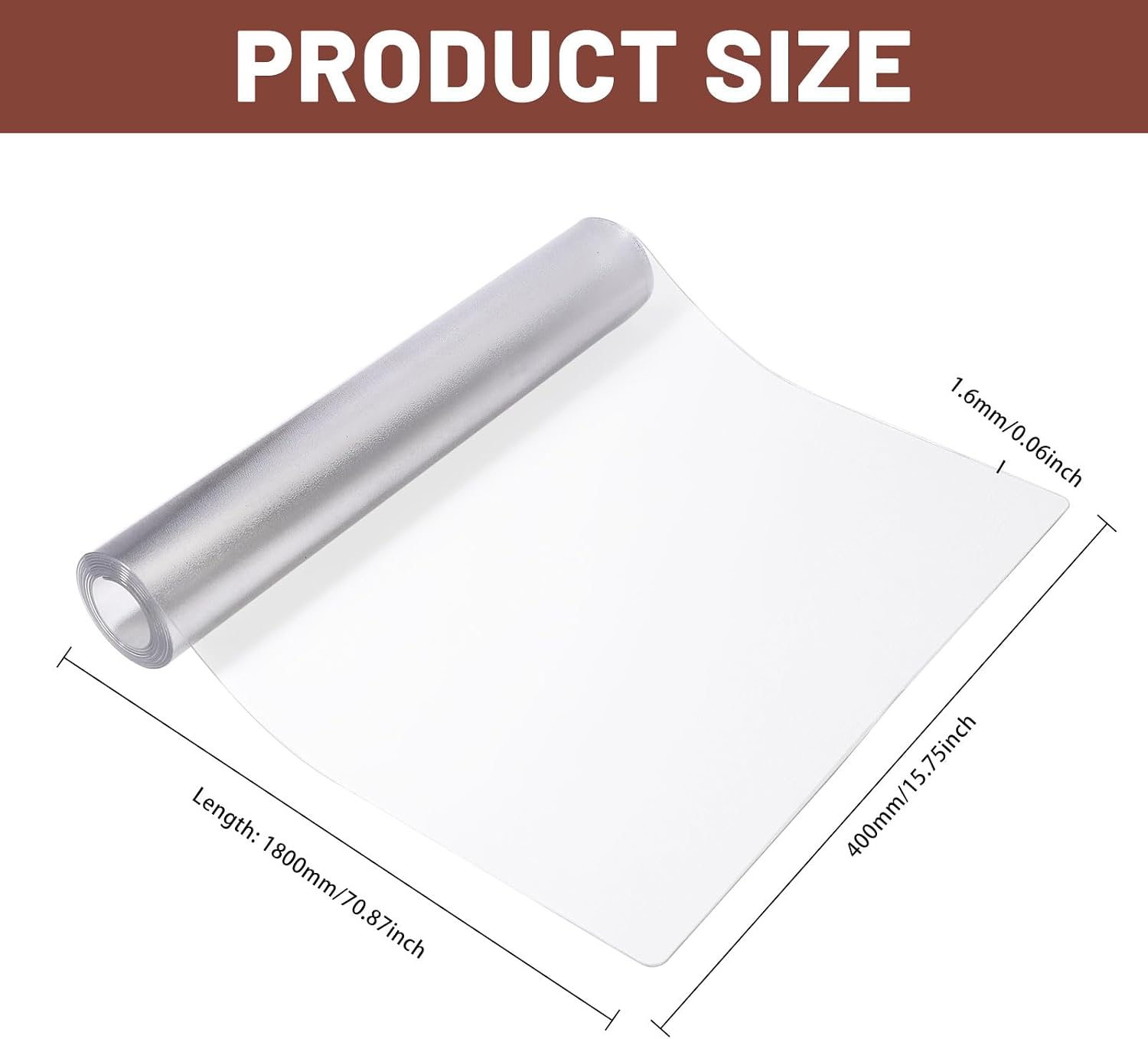 PVC Table Cover Mat Matt-Finish Desk Protector Desk Mat for Dresser, TV Cabinet, Dining Room, 71x16 inch, 1.6mm Thick, Matt-Finish