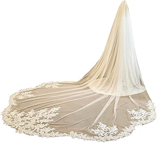 Petal Shape Royal Length Lace Wedding Bridal Veil With Metal Comb