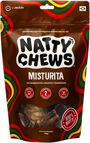 Mordedor Natural Misturita Natty Chews Traqueia e Esôfago Desidratados Para Cães - 100g