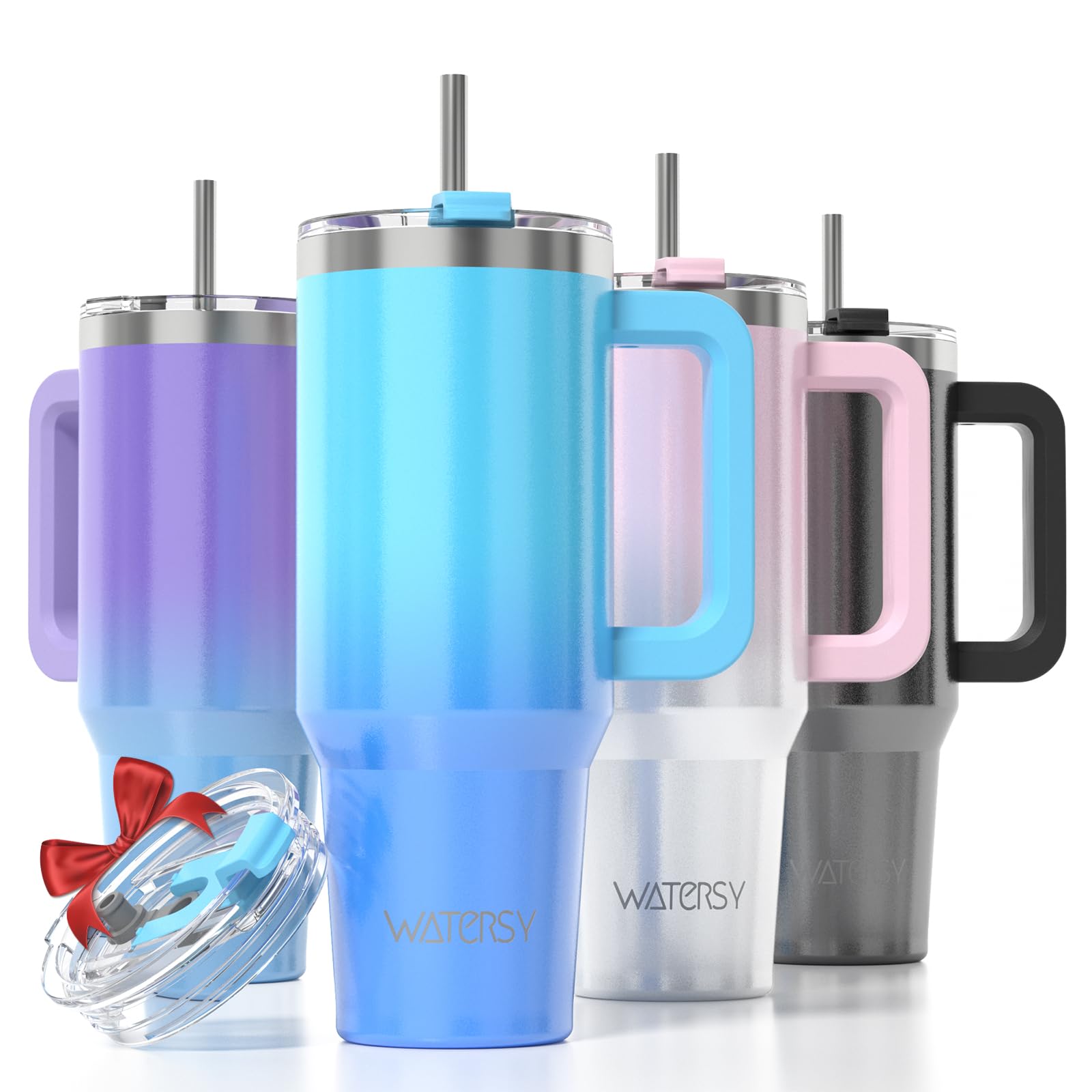 WATERSY Travel Mug Coffee Cup 30oz Tumbler Straw Lid and Handle