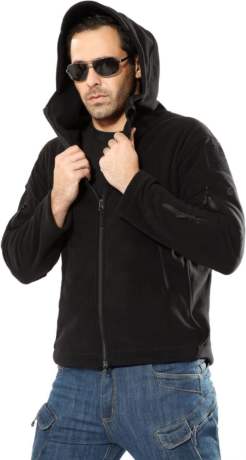 Men's Outdoor Fleece Pullover Sweatshirt Warm Vintage Long Sleeve American Flag Button Henry Collar Jacket - Image 4