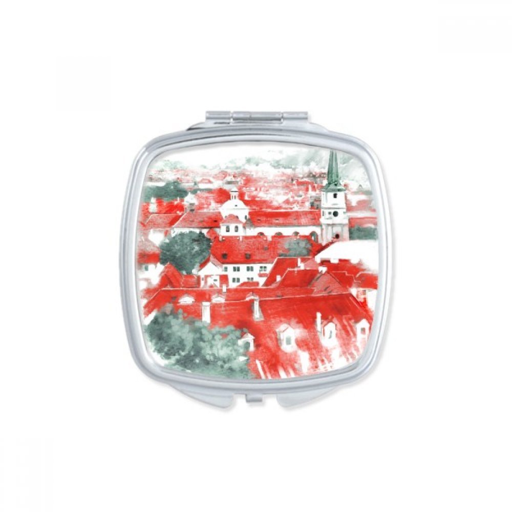 Miroir compact carré avec peinture aquarelle russe petit miroir de poche portable et multicolore