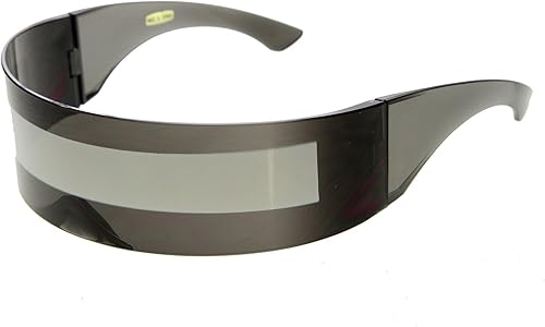zeroUV Gafas de sol futuristas Cyclops Cyberpunk de los años 80 con lente espejada semirtranslúcida